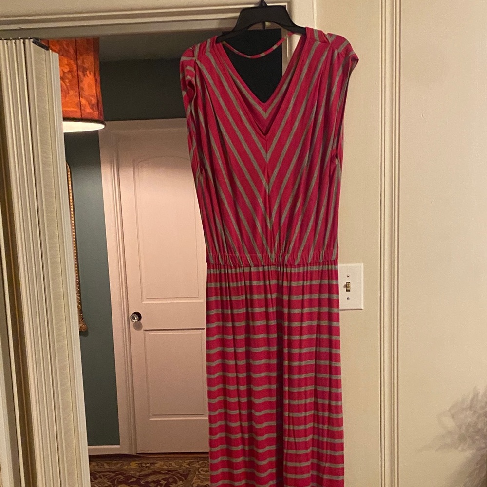 Massimo Pink and Gray Striped Maxi Dress